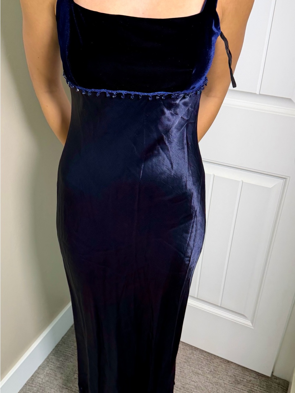 Finesse Midnight Navy Satin Maxi Dress